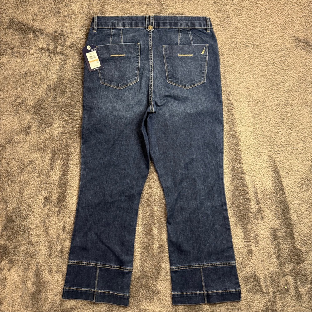 Nautica Jeans Demi Boot Dark Wash High Rise Seam Detail Denim Size 12 NWT